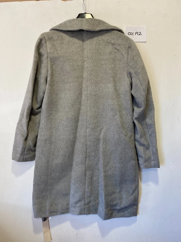 Simply Be Abrigo De Invierno De Piel Sintética Gris Cepillada UK 12 - Imagen 3 de 4