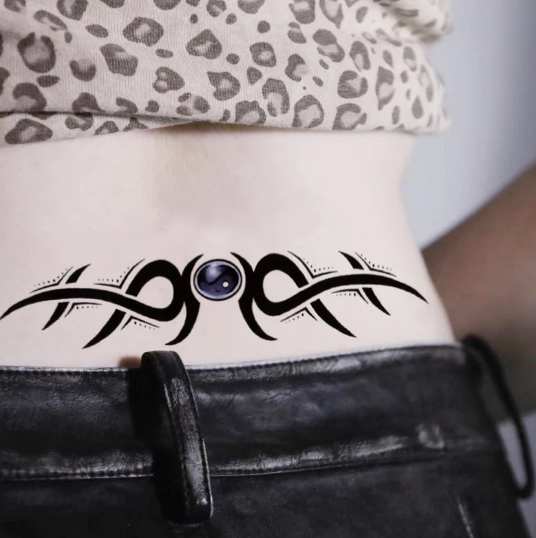Temporary Large Realistic Tribal Black Tattoos Art Arm Chest Body Sticker HB173 - product detail image 2