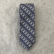 Brooks Brothers Necktie Men's 58 inches Navy Blue / White 100% Silk Made In USA!