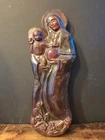 Vintage Mid Century Art Pottery Marked Holland Plaster Madonna Child Jesus Wal