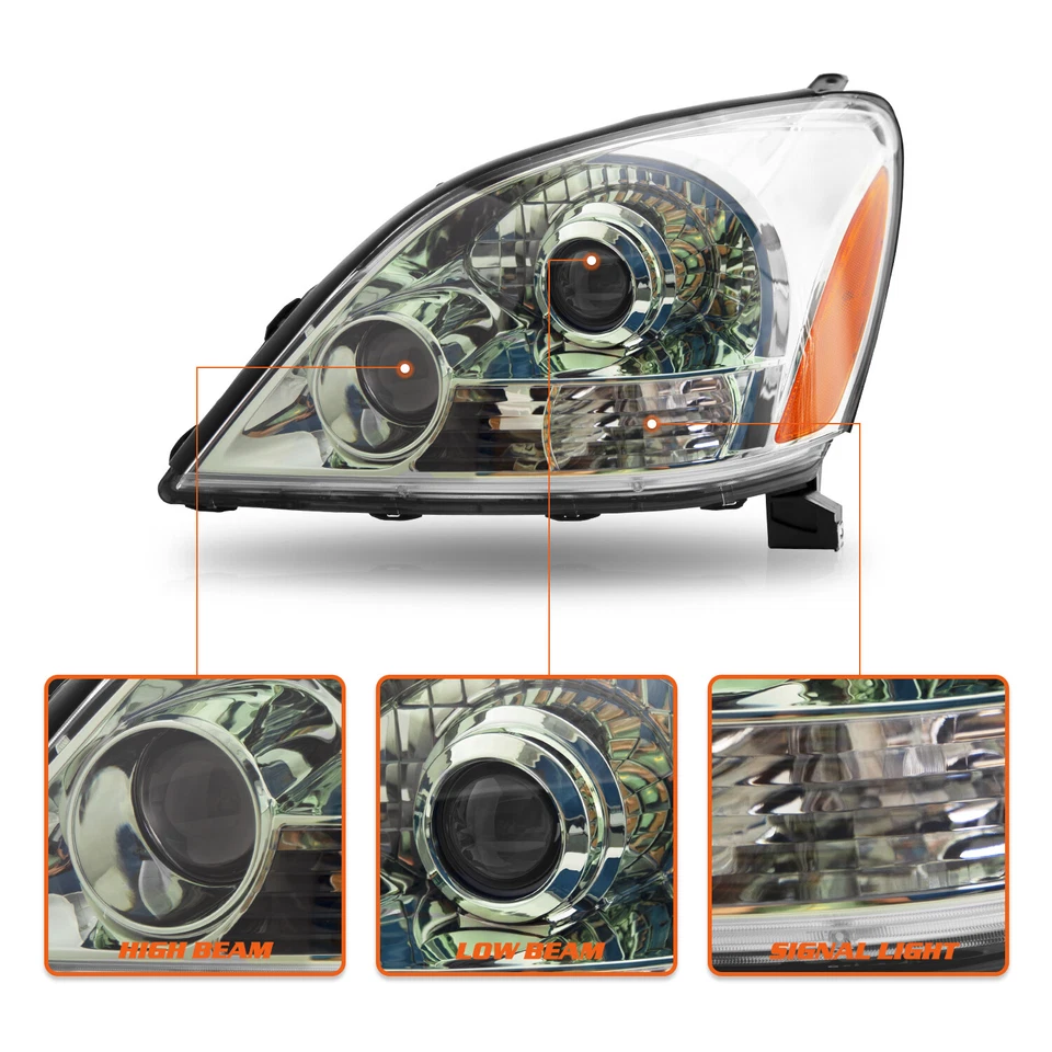Headlight Assembly For 2003-2009 Lexus GX470 Chrome W/O Sport Package L+R Pair - Image 4 of 4