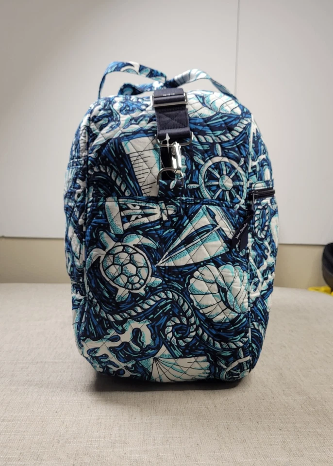 Bolso de mano Vera Bradley Grand Traveler Shore suficiente azul blanco náutico Foto 3 de 4