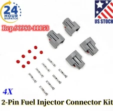 4*For Nippon Denso 90980-11153 2-Pin Fuel Injector Connector Plug Clip Kit Set