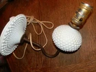 Vintage White Hobnail Milk Glass & Metal Lamp Light Wall Mount Sconce Untested