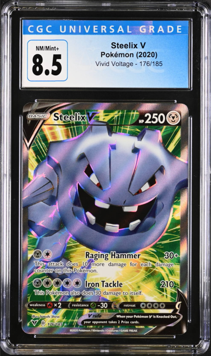 English Graded Pokemon Steelix V (172/185) Vivid Voltage, CGC NM