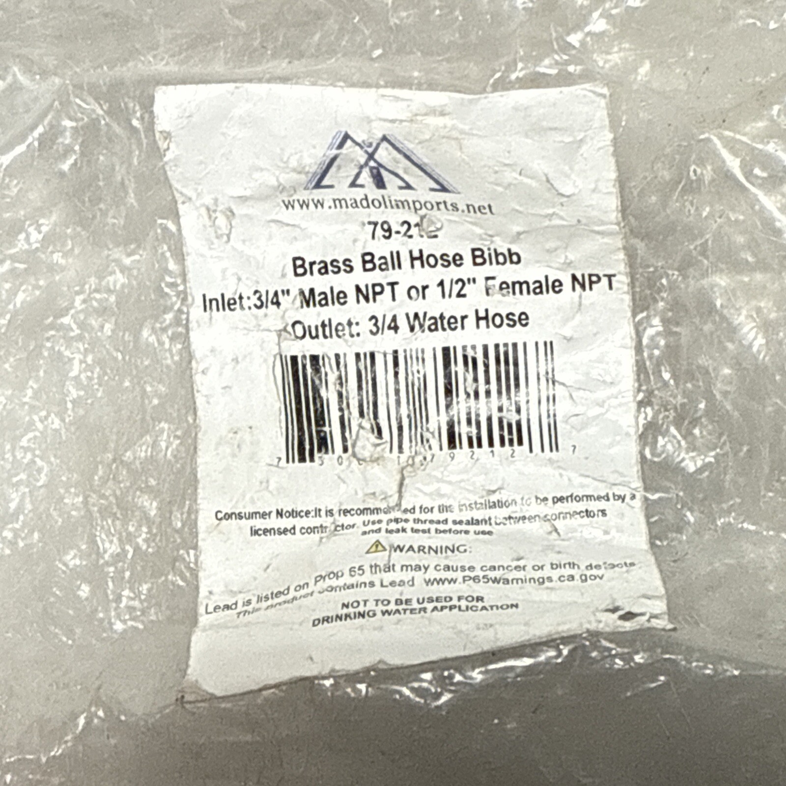 (Qty 2) Madol Imports Brass Ball Hose Bibb 3/4" Male NPT  79-212