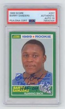 Barry Sanders 1989 Score 257 Rookie RC Signed PSA 10 Auto The Lion King HOF Insc