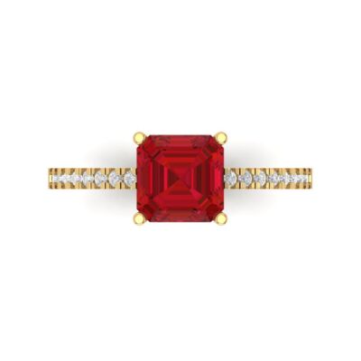 2.7 cttw Pink Tourmaline w/ Accents Engagement Ring for Women - 14K Yellow Gold