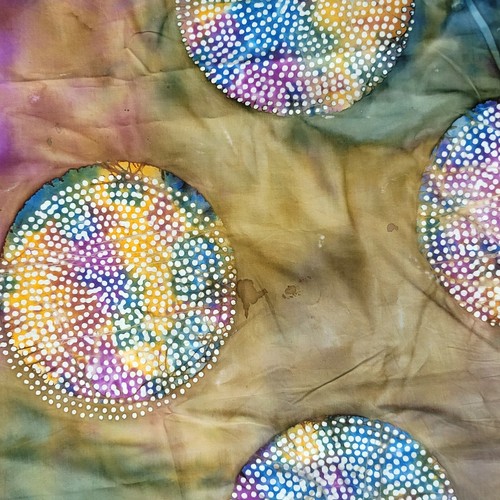 Tie Dye Batik Circle Fabric Tribal Boho Hippie Purple Blue Green Quilting 45x140 - Picture 6 of 7