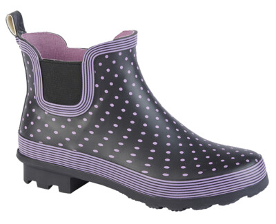 Ladies Polka Dot Print Ankle Wellies Short Slip On Wellington Boots Sizes  to UK