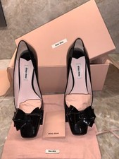 MUI MUI Black, Leather Patent Shoes,Size 37