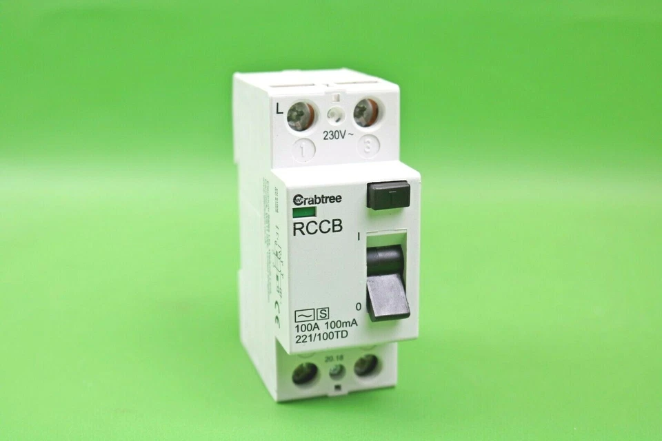 WYLEX Crabtree 221/100TD 100A 100mA DP RCCB Time Delay DIN Rail Mounted