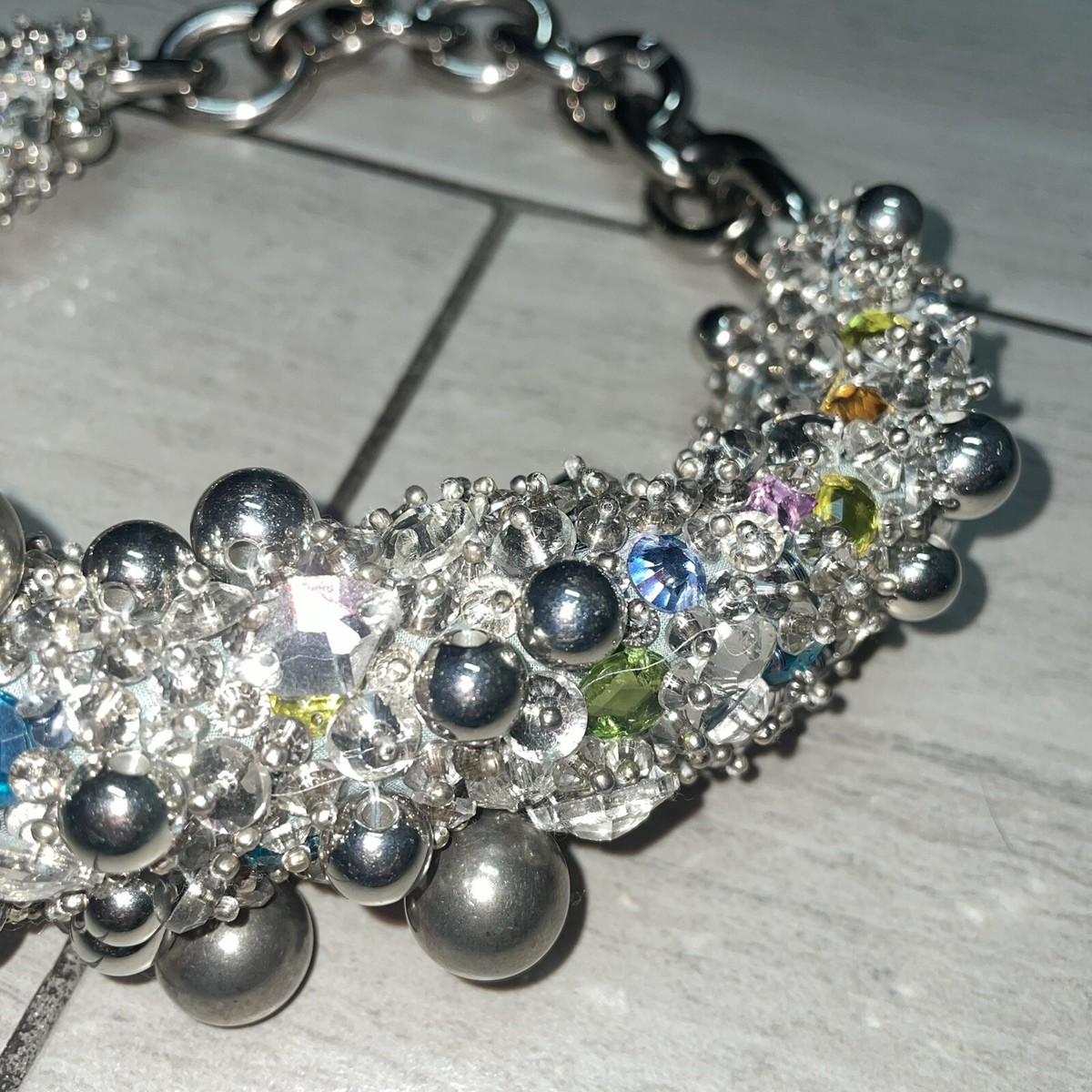 Dries Van Noten Women's Metallic Necklace With Hand Beaded