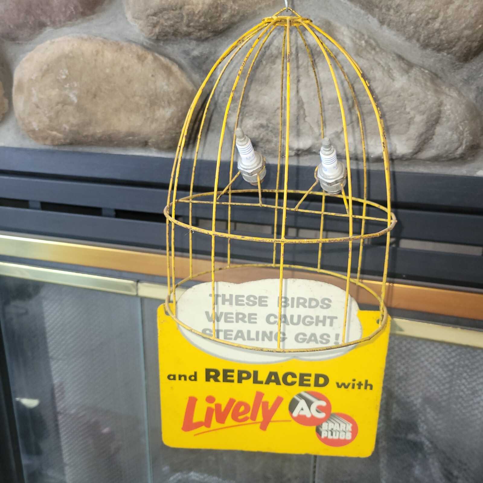 Rare AC Spark Plug bird cage display / sign eBay