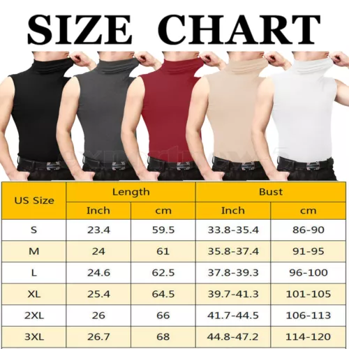Herren Ärmellos Rollkragen T-Shirt Einfarbig Tank Shirt Thermo Pullover Oberteil Slim Fit - Bild 2 von 15