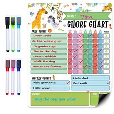 Animal Chore Chart for Kids, Magnetic Reward Chart for Girls Boys