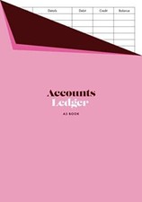 Accounts Ledger A5 Book Pink Cover | Small Format Debit and Credit Bookkeepin...