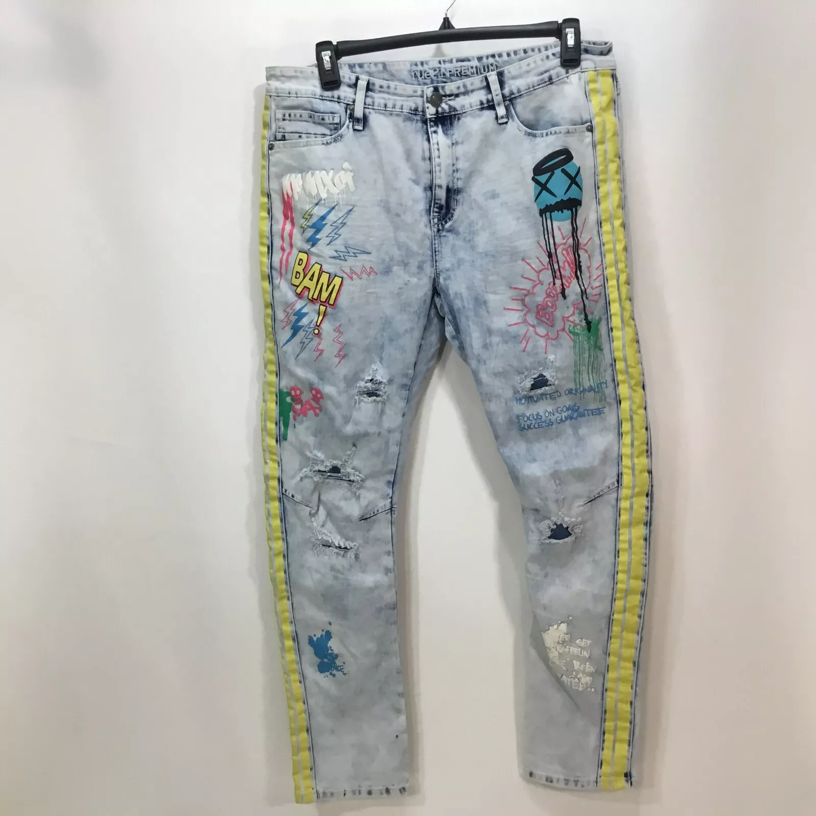 rue 21 premium graffiti jeans femme vieilli skinny arc suprême flex 40 31