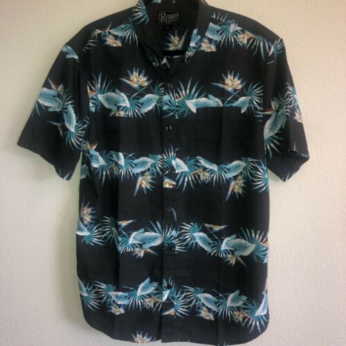 HUTSPAH Shirt Green Crazy Pattern Short Sleeve Mens XL