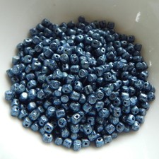 5 grams - Minos par Puca Paris Metallic Matte Blue Spotted - Czech Glass