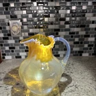 MONOT STUMPF FRENCH ART GLASS OPALESCENT  8.5" H water pitcher / clear handle
