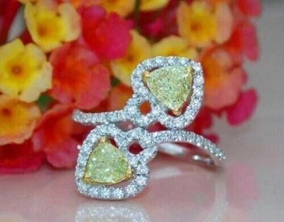 Trillion Cut Lab Created Diamond 14K White Gold FN Engagement Ring