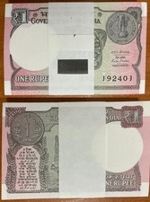 India - 100 pcs x 1 Rupee 2015 / 2016 UNC P. 117b letter L - bundle Lemberg-Zp