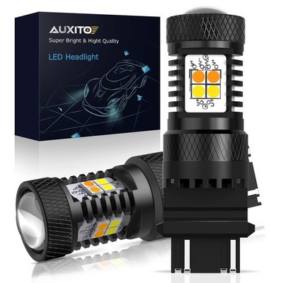 2x 3157 White Amber Dual Color Switchback LED Turn Signal Light Bulbs AAA