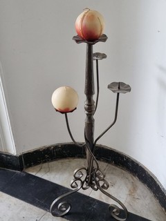 Antique Candlestick Wrought Iron 4 Flame Candlestick Vintage 95cm