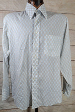Vintage 70's JC Penney Shirt Mens M Geo Abstract AOP Disco Collar Rockabilly MCM