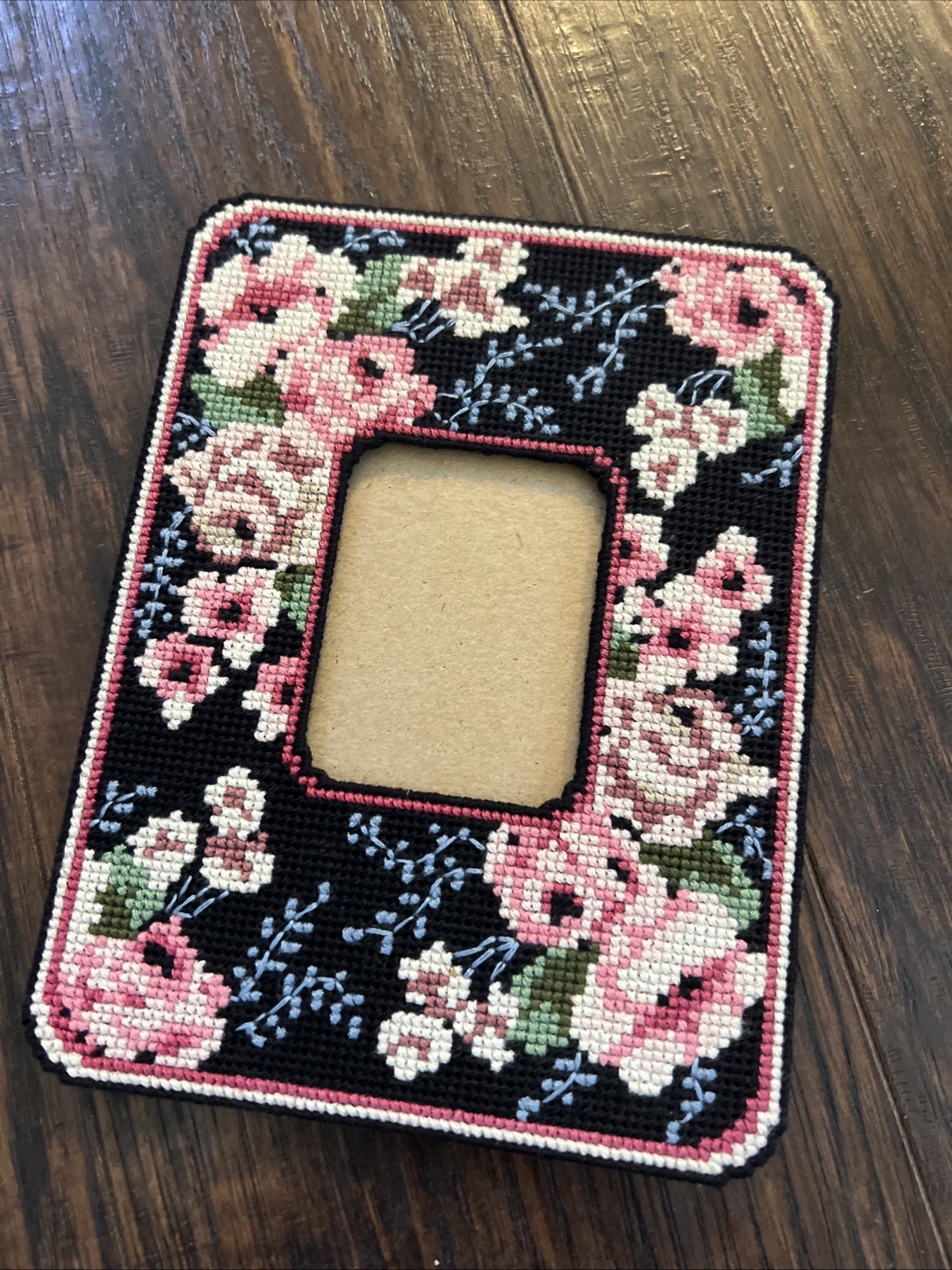 Embroidered Picture Frame Floral Flowers Love Grannycore