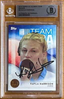 KAYLA HARRISON SIGNED 2016 TOPPS U.S OLYMPIC TEAM BRONZE ROOKIE #9 BAS BGS AUTO