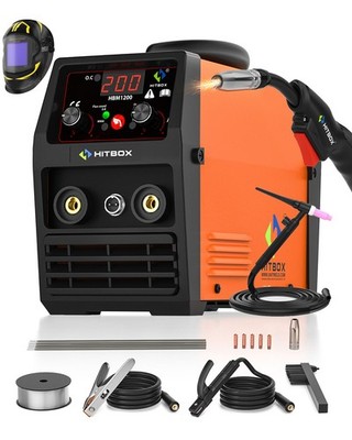 HITBOX 3-in-1 Fülldraht-Schweißgerät Inverter 200A DC STICK WIG Gaslos MIG 240V