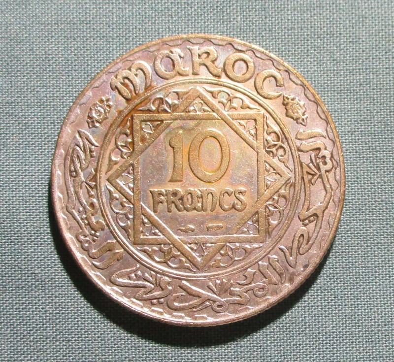 1347 (1928) Morocco 10 Francs - 0.680 silver coin