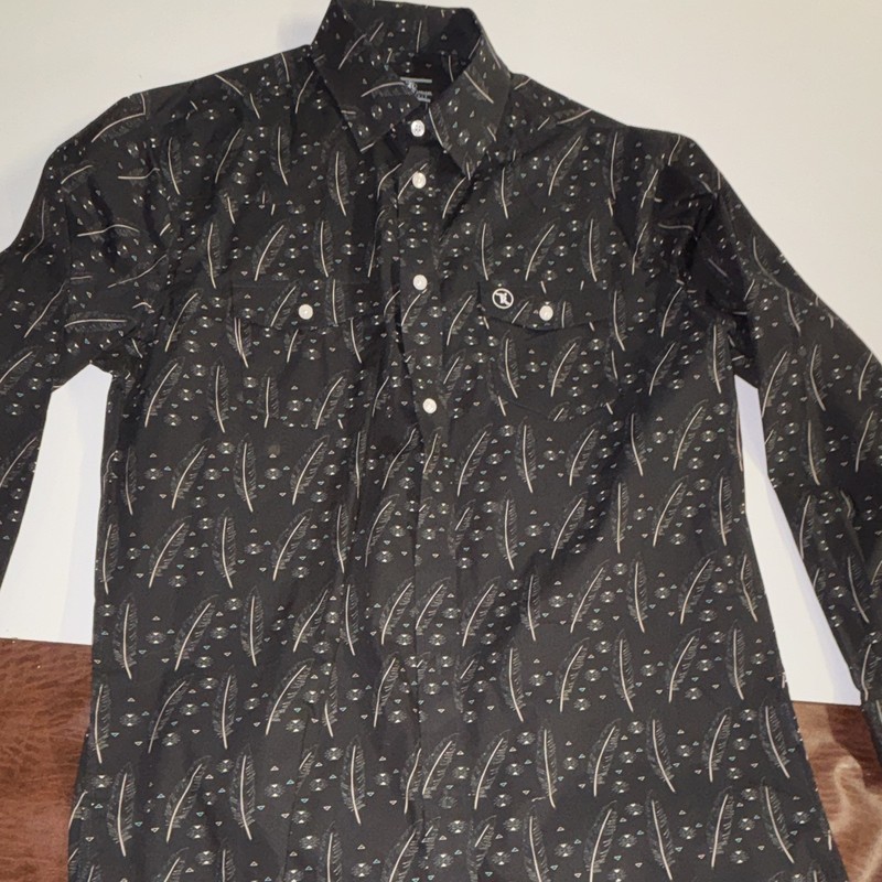 Texas Ranch Apparel Western Black Feathered Shirt Men’s M