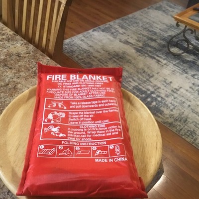 Emergency Fire Blanket - 1.0 M X 1.0 M Kitchen Fire Safety Free Shipping