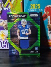 laiatu latu prizm neon green pulser patch 2024 panini prizm rookie gear #RG-LLU