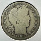 1908-D 50C Barber Half Dollar, Contains 0.3617oz of SILVER (88252)