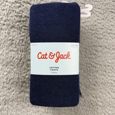 Cat  Jack Cotton Leggings Girls Size 12-14 Blue 2 Pairs Footed Solid New