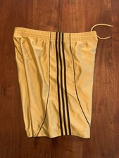 VTG Adidas Silky Shiny Dazzle Basketball Shorts Men S/M Gold 3 Stripe Drawstring