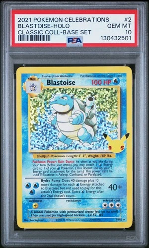 Blastoise 2 2021 Pokemon Celebrations Classic Collection PSA 10