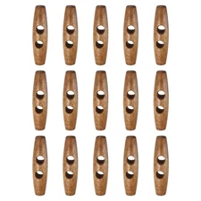 15pcs Wooden Toggle Buttons 50mm Double Hole Olive Sewing Button, Light Brown