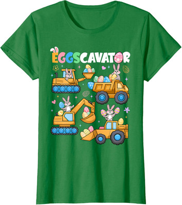 Bunny Ears Eggs Excavator Cute Easter Egg Hunt Cute Ladies' Crewneck T-Shirt