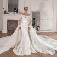 Customized Wedding Dresses Luxury LaceBeaded Appliques Long Sleeves Bridal Gowns