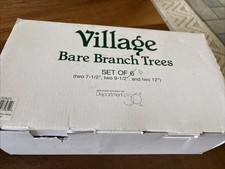 Steel, Paper, Plastic Village Bare Branch Trees Figurine Set Of 5 Missing One