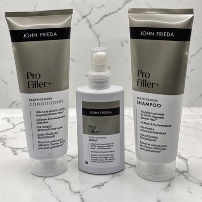 John Frieda ProFiller+ 3x Set Haar Shampoo Spülung Kur Biotin Hyaluron Pflege