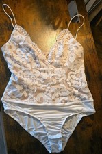 Hello Molly Bodysuit Lingerie One Piece Lace Sz 8 White Boho