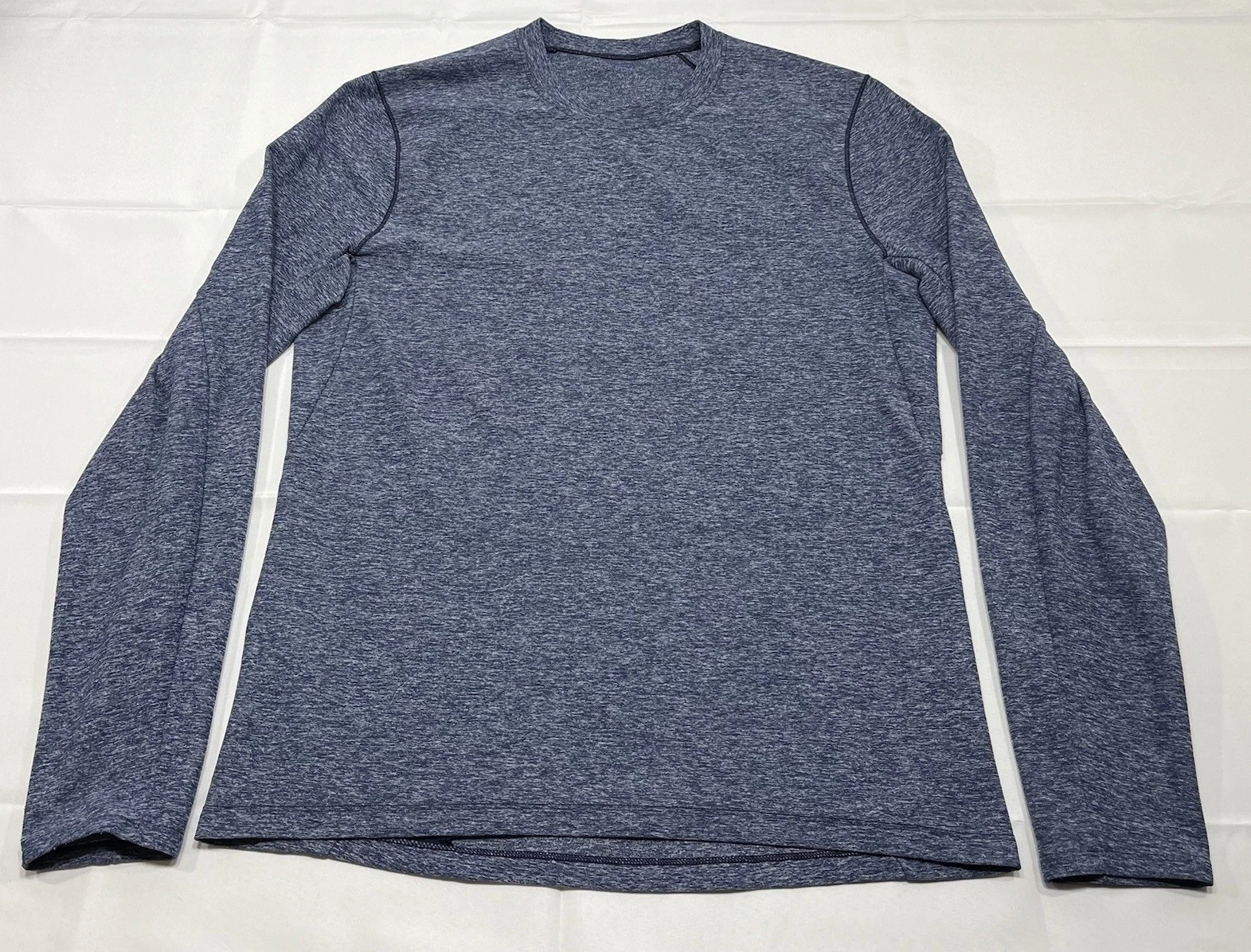 Lululemon Men's Medium Surge Long Sleeve Shirt Heather Blue Running Zip Pocket