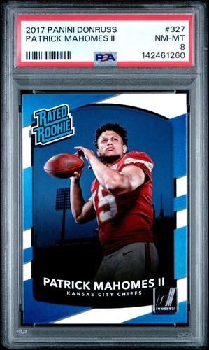 2017 PANINI DONRUSS #327 PATRICK MAHOMES II ROOKIE RC PSA 8