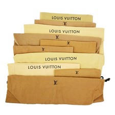 LOUIS VUITTON Logo 10 Set Dust Bag Drawstring Canvas Cotton Beige Brown 09KB762